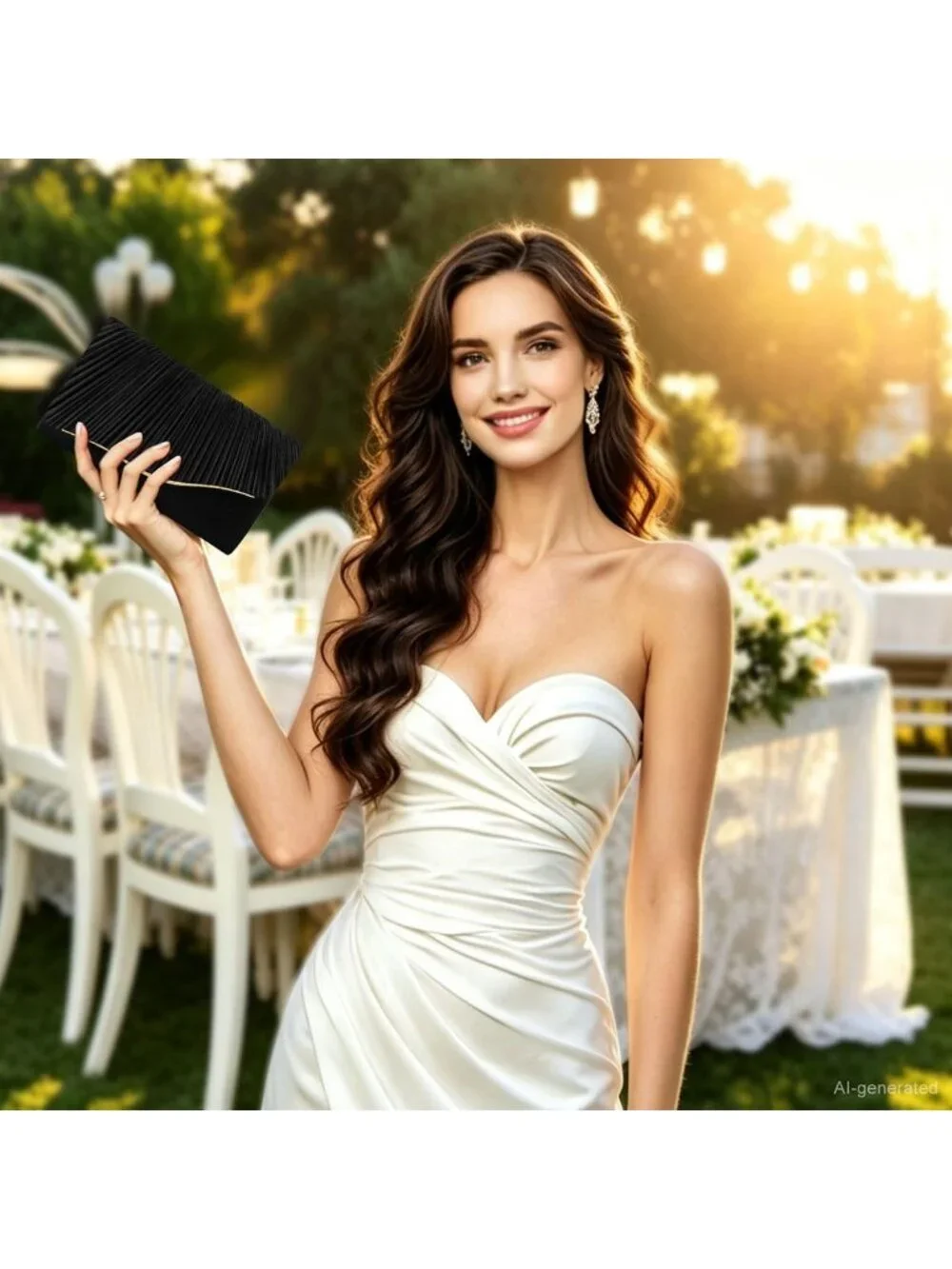 👜 Women's Black Elegant Satin Formal Purses Evening Cocktail Prom Clutch